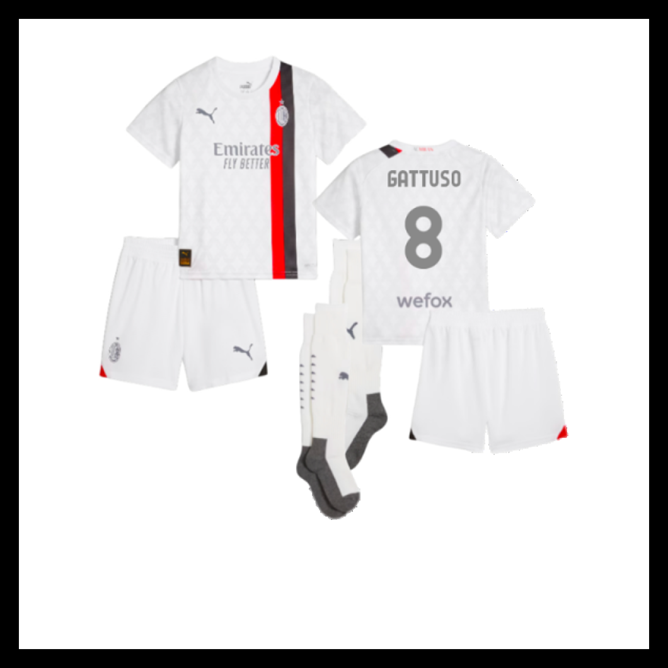 Billige Fodboldtrøjer AC Milan 2023-2024 Børn GATTUSO #8 Udebanetrøje