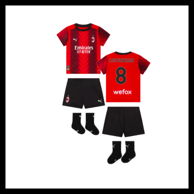 Billige Fodboldtrøjer AC Milan 2023-2024 Børn LOFTUS CHEEK #8 Hjemmebanetrøje