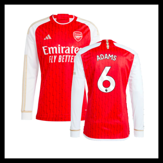 Billige Fodboldtrøjer Arsenal 2023-2024 ADAMS #6 Lange ærmer Hjemmebanetrøje
