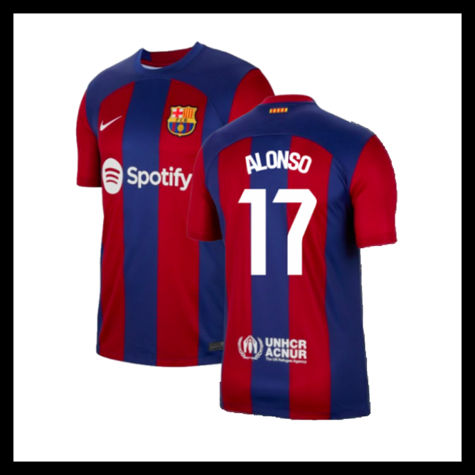 Billige Fodboldtrøjer Barcelona 2023-2024 ALONSO #17 Hjemmebanetrøje