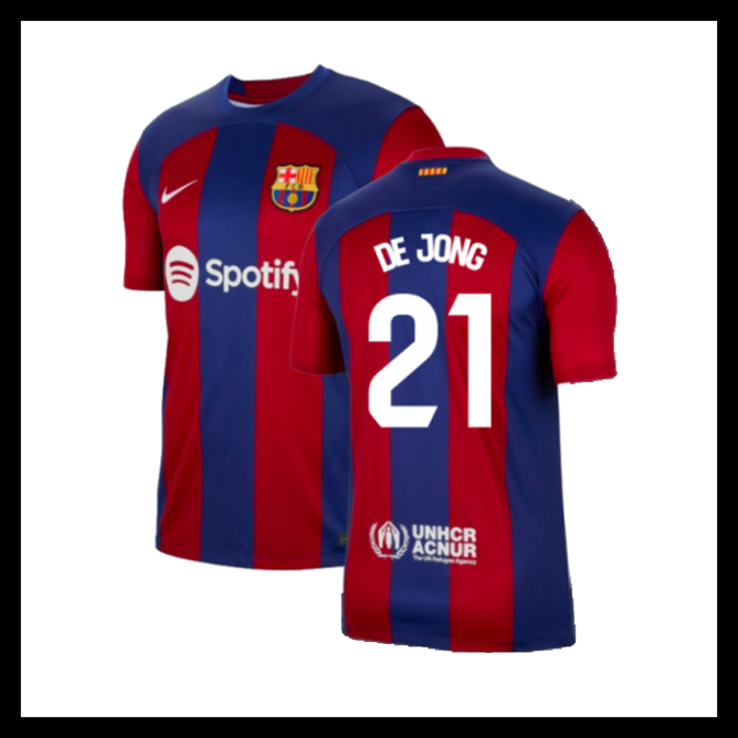 Billige Fodboldtrøjer Barcelona 2023-2024 DE JONG #21 Hjemmebanetrøje