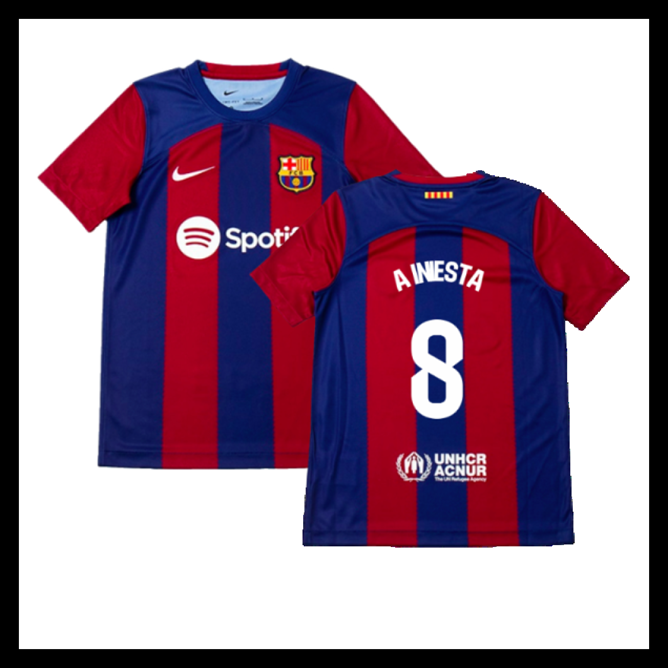 Billige Fodboldtrøjer Barcelona 2023-2024 Børn A INIESTA #8 Hjemmebanetrøje