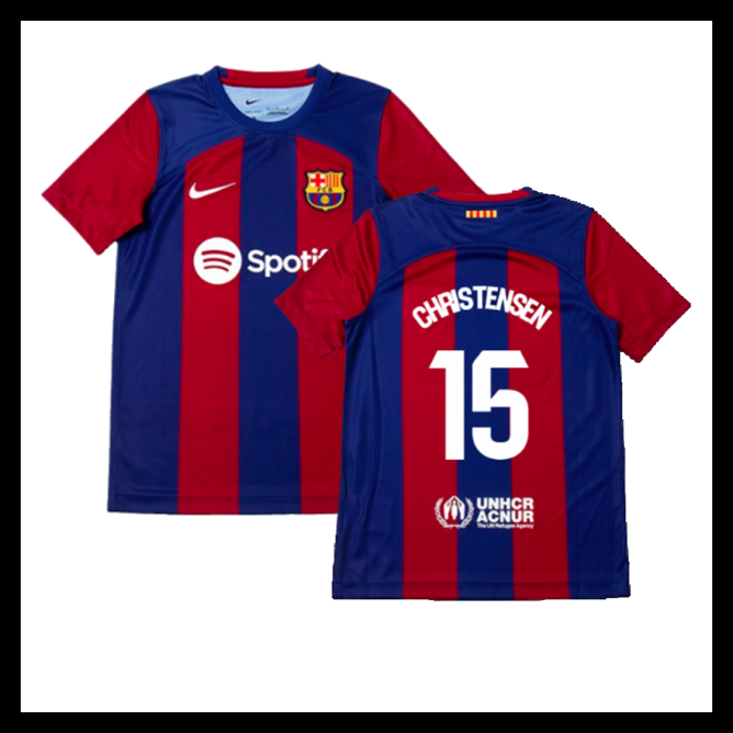 Billige Fodboldtrøjer Barcelona 2023-2024 Børn CHRISTENSEN #15 Hjemmebanetrøje