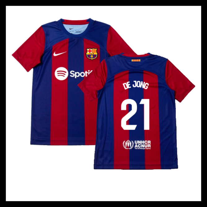 Billige Fodboldtrøjer Barcelona 2023-2024 Børn DE JONG #21 Hjemmebanetrøje