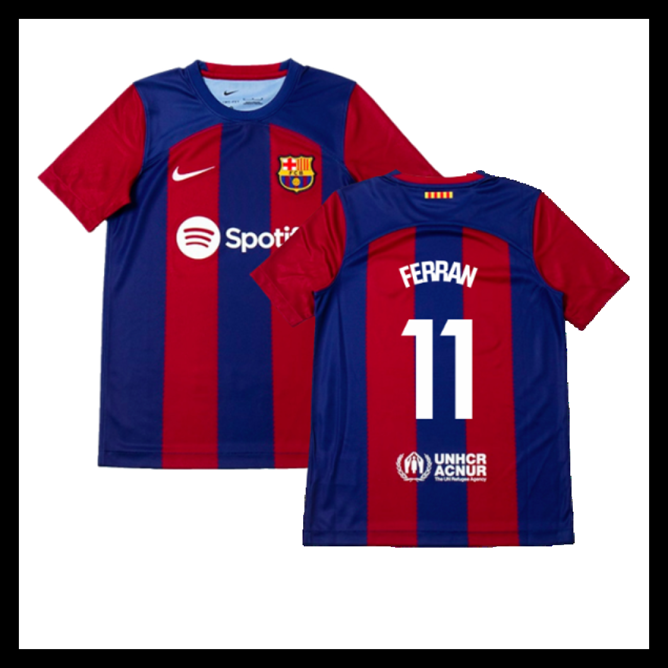 Billige Fodboldtrøjer Barcelona 2023-2024 Børn FERRAN #11 Hjemmebanetrøje