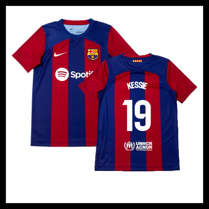 Billige Fodboldtrøjer Barcelona 2023-2024 Børn KESSIE #19 Hjemmebanetrøje