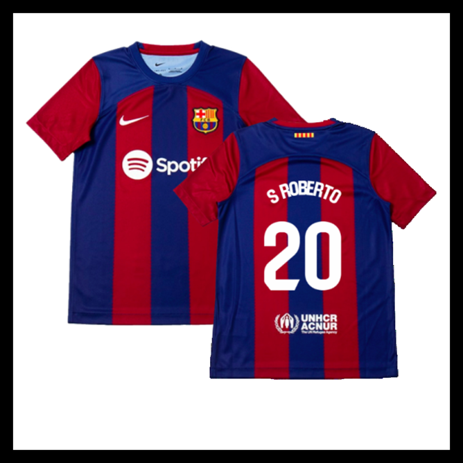 Billige Fodboldtrøjer Barcelona 2023-2024 Børn S ROBERTO #20 Hjemmebanetrøje
