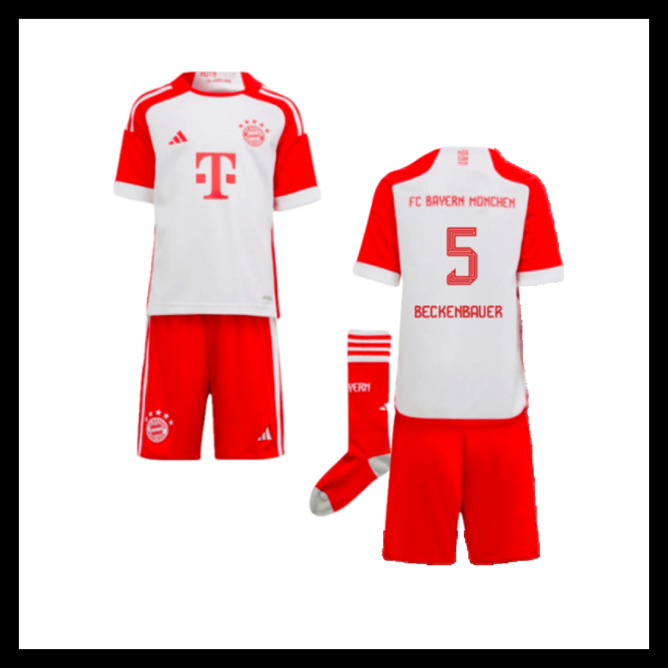 Billige Fodboldtrøjer Bayern München 2023-2024 Børn BECKENBAUER #5 Hjemmebanetrøje