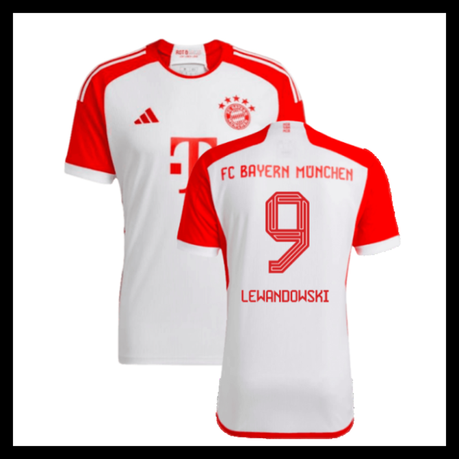 Billige Fodboldtrøjer Bayern München 2023-2024 LEWANDOWSKI #9 Hjemmebanetrøje