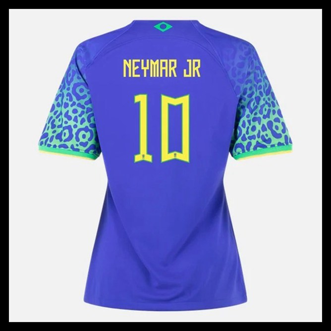 Billige Fodboldtrøjer Brasilien VM I Fodbold 2022 Dame NEYMAR #10 Udebanetrøje