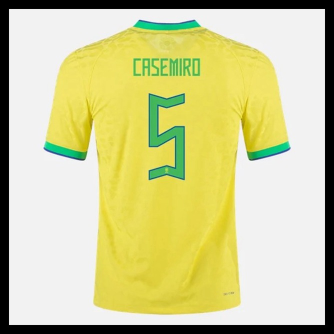Billige Fodboldtrøjer Brasilien VM I Fodbold 2022 CASEMIRO #5 Hjemmebanetrøje