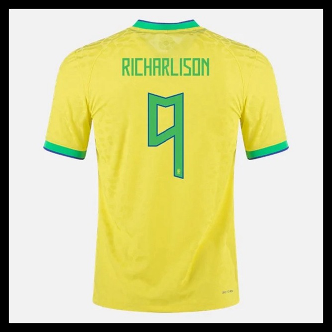 Billige Fodboldtrøjer Brasilien VM I Fodbold 2022 RICHARLISON #9 Hjemmebanetrøje