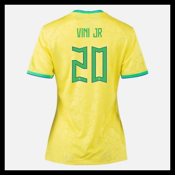 Billige Fodboldtrøjer Brasilien VM I Fodbold 2022 Dame VINI JR #20 Hjemmebanetrøje
