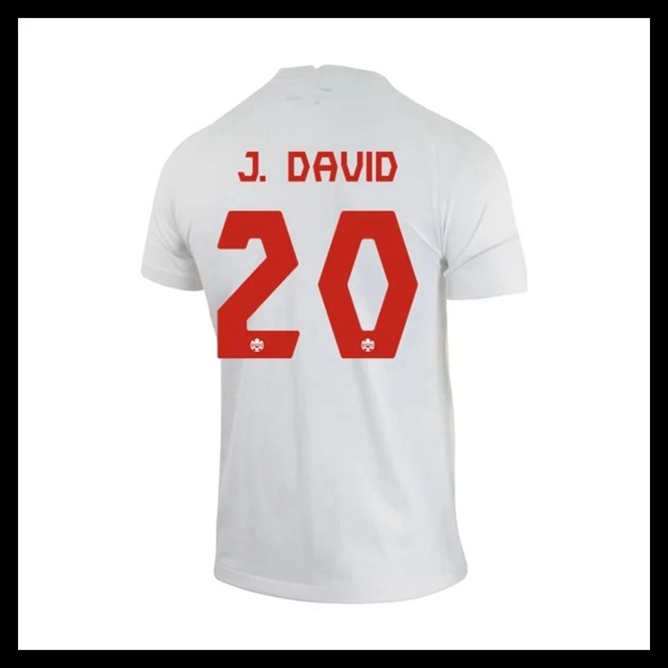 Billige Fodboldtrøjer Canada VM I Fodbold 2022 J DAVID #20 Udebanetrøje