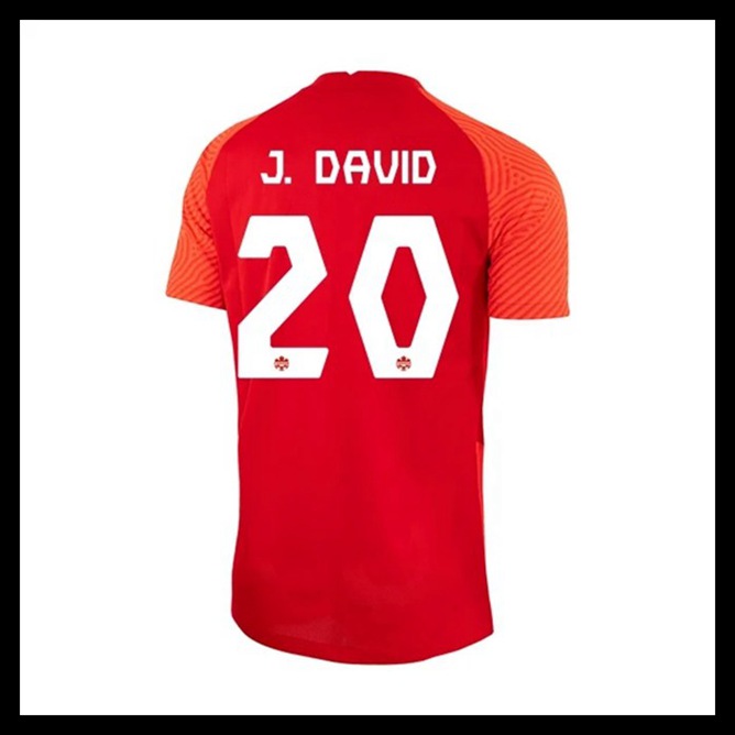 Billige Fodboldtrøjer Canada VM I Fodbold 2022 J DAVID #20 Hjemmebanetrøje