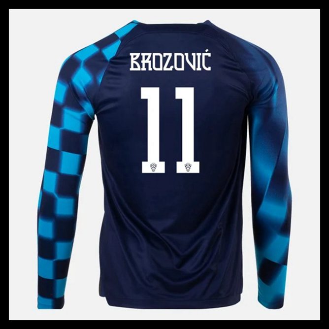 Billige Fodboldtrøjer Kroatien VM I Fodbold 2022 BROZOVIC #11 Lange ærmer Udebanetrøje