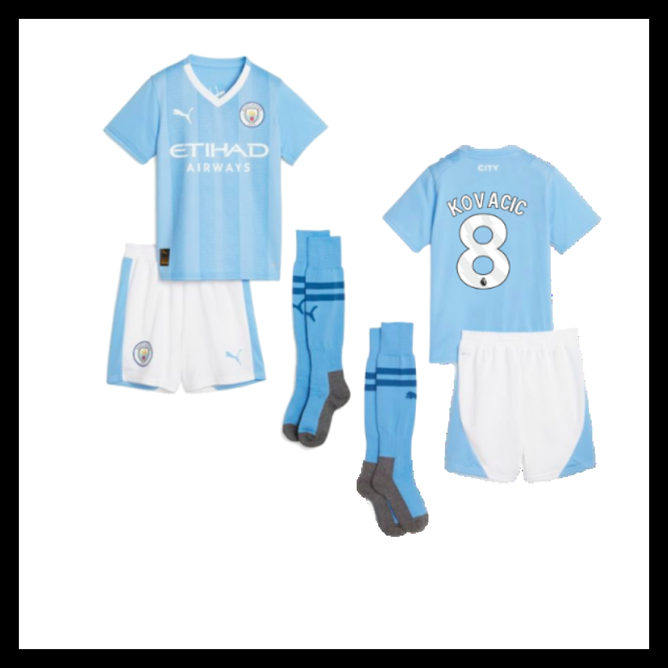 Billige Fodboldtrøjer Manchester City 2023-2024 Børn KOVACIC #8 Hjemmebanetrøje