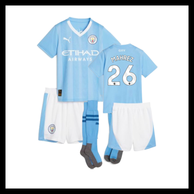 Billige Fodboldtrøjer Manchester City 2023-2024 Børn MAHREZ #26 Hjemmebanetrøje