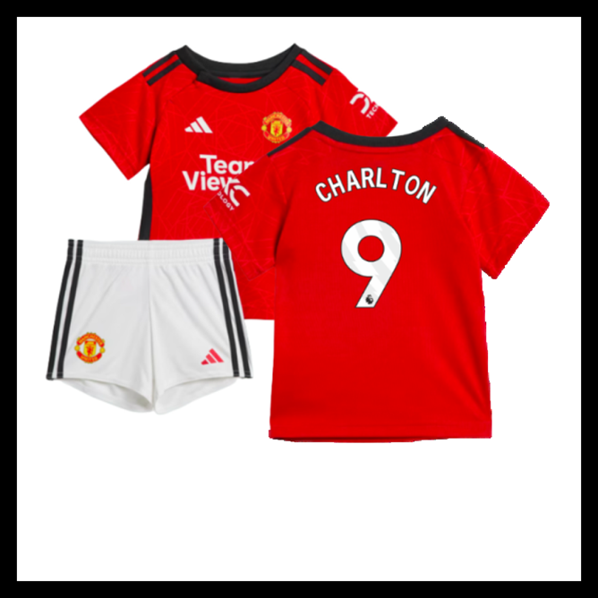 Billige Fodboldtrøjer Manchester United 2023-2024 Børn CHARLTON #9 Hjemmebanetrøje