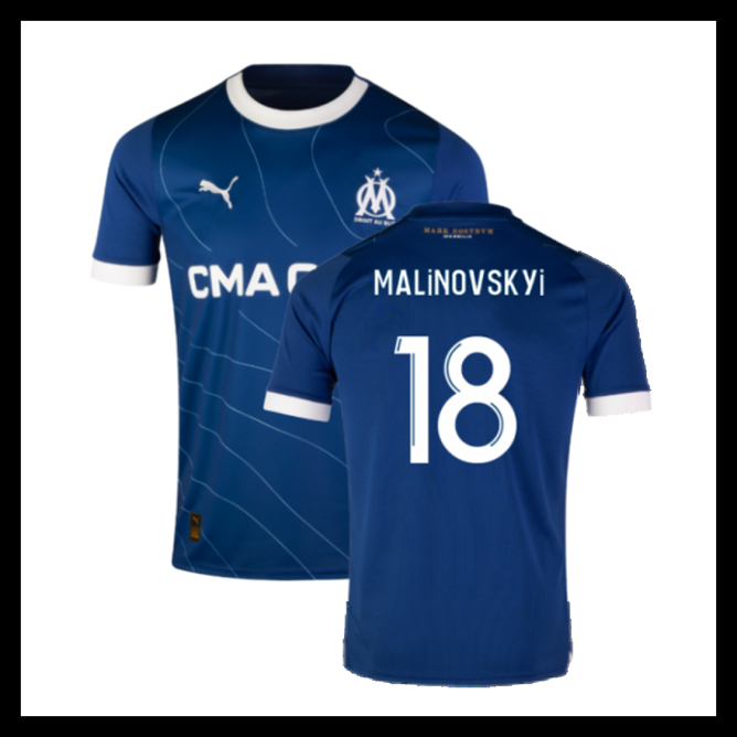 Billige Fodboldtrøjer Marseille 2023-2024 MALINOVSKYI #18 Udebanetrøje