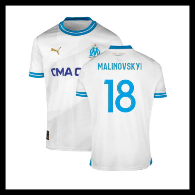 Billige Fodboldtrøjer Marseille 2023-2024 MALINOVSKYI #18 Hjemmebanetrøje