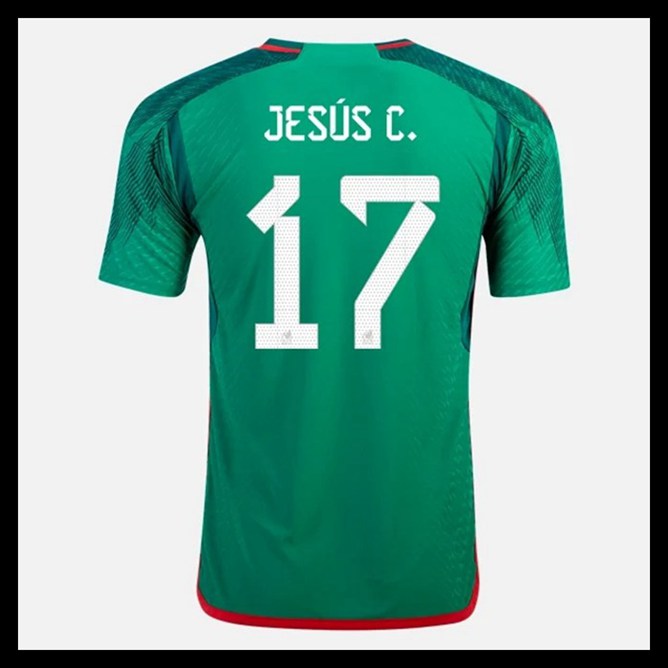Billige Fodboldtrøjer Mexico VM I Fodbold 2022 JESUS C #17 Hjemmebanetrøje