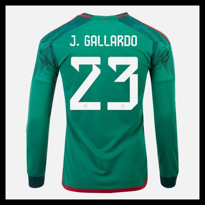 Billige Fodboldtrøjer Mexico VM I Fodbold 2022 J GALLARDO #23 Lange ærmer Hjemmebanetrøje