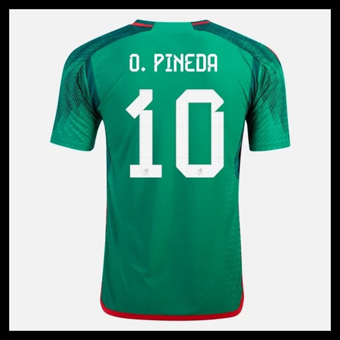 Billige Fodboldtrøjer Mexico VM I Fodbold 2022 O PINEDA #10 Hjemmebanetrøje