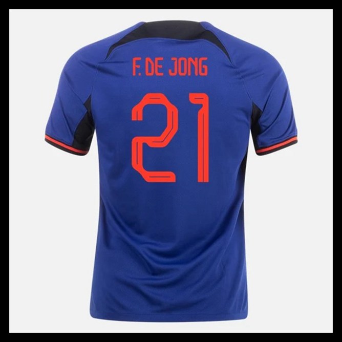 Billige Fodboldtrøjer Holland VM I Fodbold 2022 F DE JONG #21 Udebanetrøje