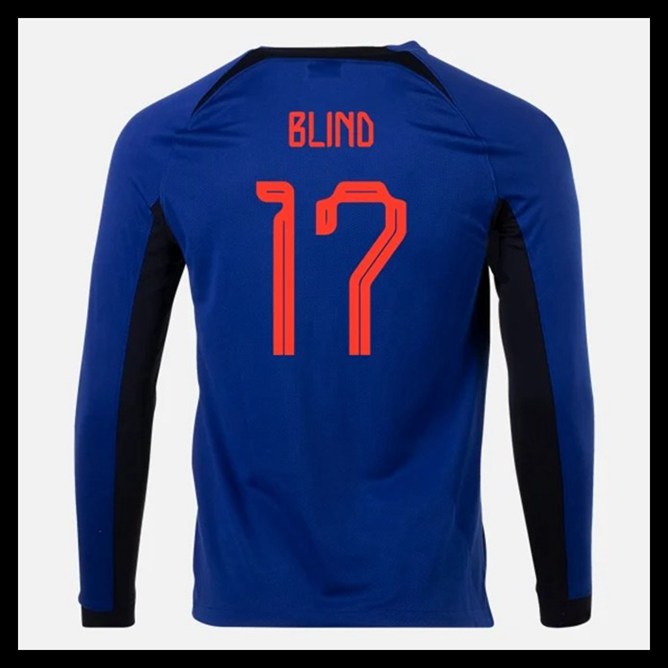 Billige Fodboldtrøjer Holland VM I Fodbold 2022 BLIND #17 Lange ærmer Udebanetrøje