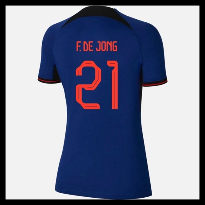 Billige Fodboldtrøjer Holland VM I Fodbold 2022 Dame F DE JONG #21 Udebanetrøje