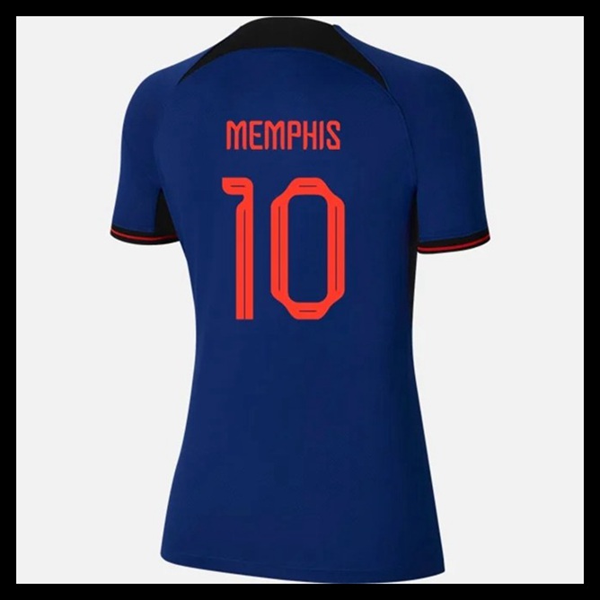 Billige Fodboldtrøjer Holland VM I Fodbold 2022 Dame MEMPHIS #10 Udebanetrøje