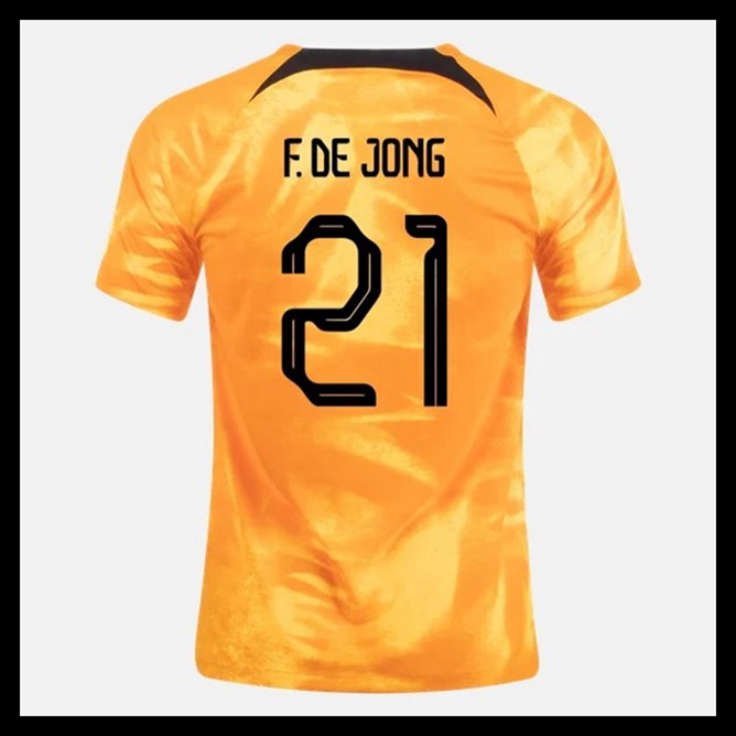 Billige Fodboldtrøjer Holland VM I Fodbold 2022 F DE JONG #21 Hjemmebanetrøje