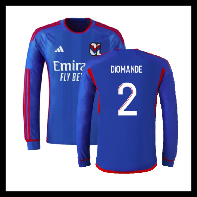 Billige Fodboldtrøjer Lyonnais 2023-2024 DIOMANDE #2 Lange ærmer Udebanetrøje