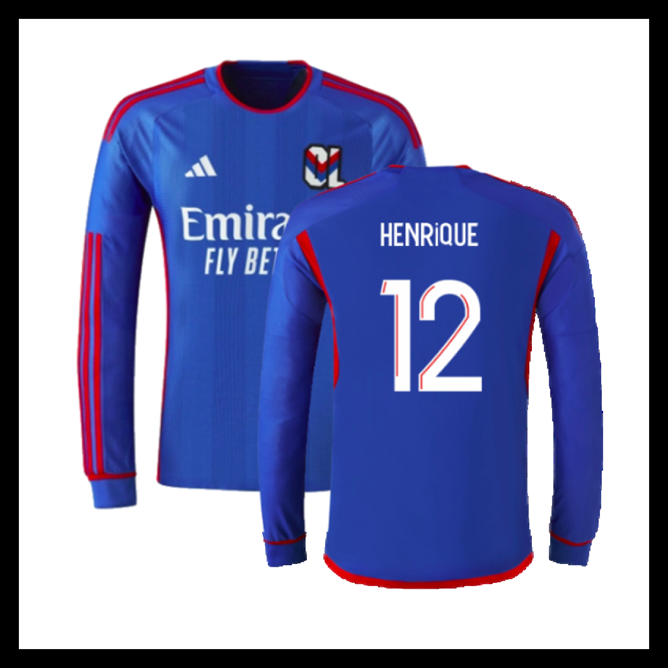 Billige Fodboldtrøjer Lyonnais 2023-2024 HENRIQUE #12 Lange ærmer Udebanetrøje