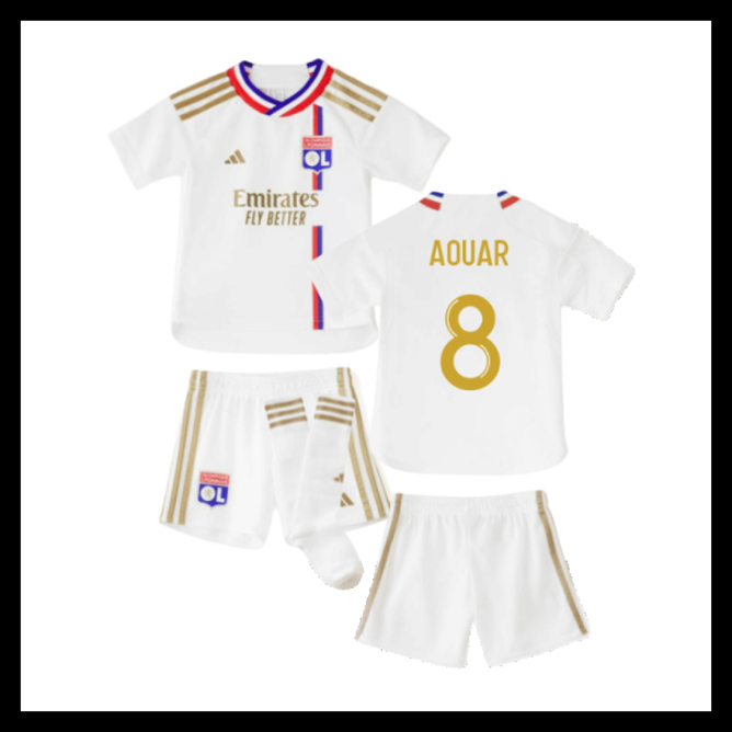 Billige Fodboldtrøjer Lyonnais 2023-2024 Børn AOUAR #8 Hjemmebanetrøje