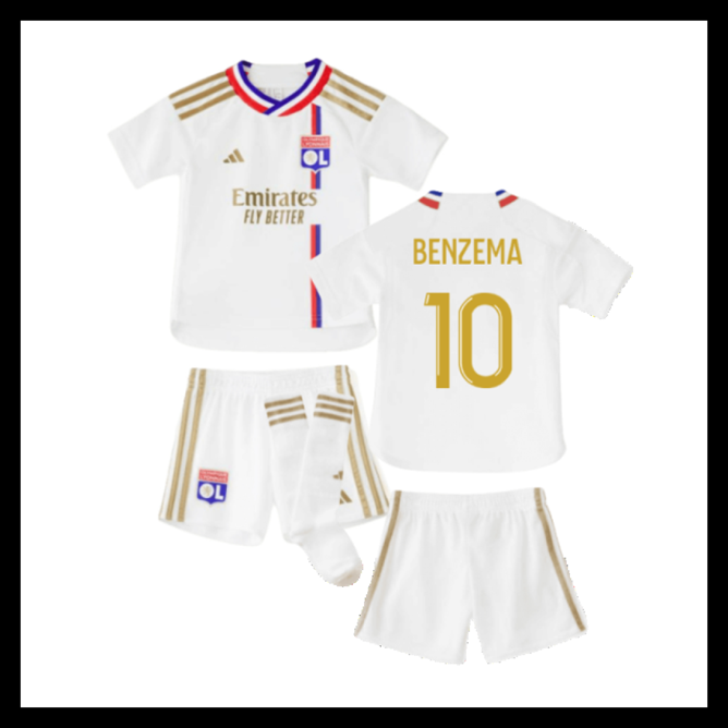 Billige Fodboldtrøjer Lyonnais 2023-2024 Børn BENZEMA #10 Hjemmebanetrøje