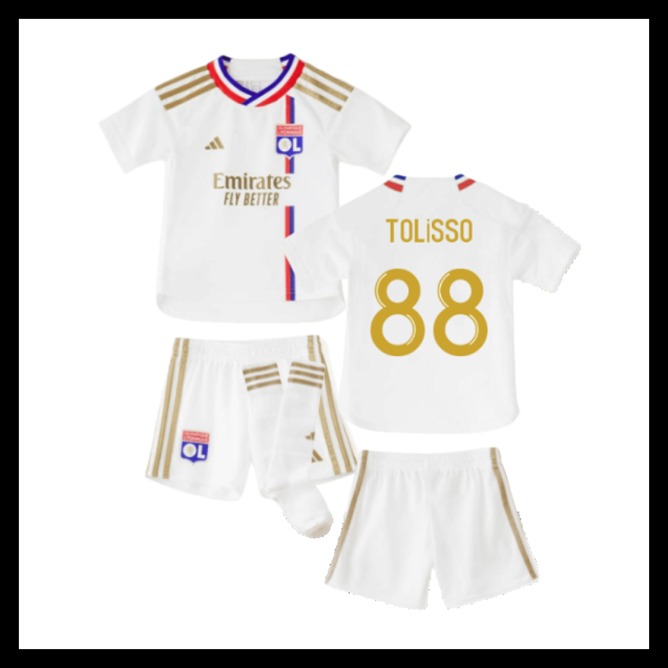 Billige Fodboldtrøjer Lyonnais 2023-2024 Børn TOLISSO #88 Hjemmebanetrøje
