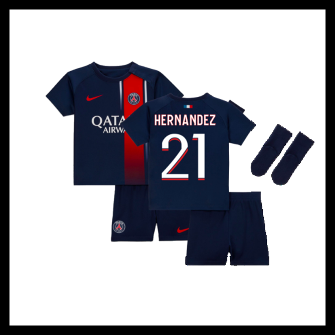 Billige Fodboldtrøjer Paris Saint-Germain 2023-2024 Børn HERNANDEZ #21 Hjemmebanetrøje