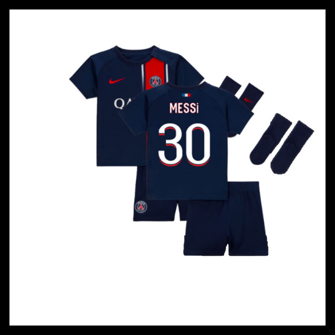 Billige Fodboldtrøjer Paris Saint-Germain 2023-2024 Børn MESSI #30 Hjemmebanetrøje