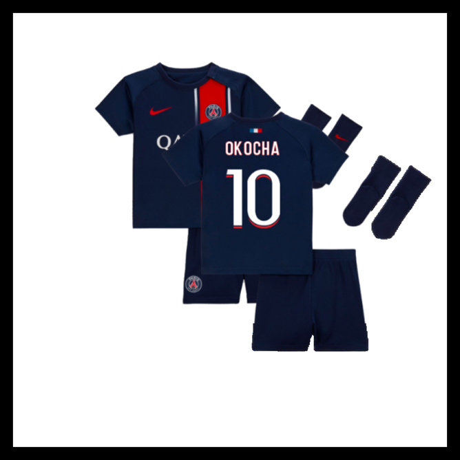 Billige Fodboldtrøjer Paris Saint-Germain 2023-2024 Børn OKOCHA #10 Hjemmebanetrøje