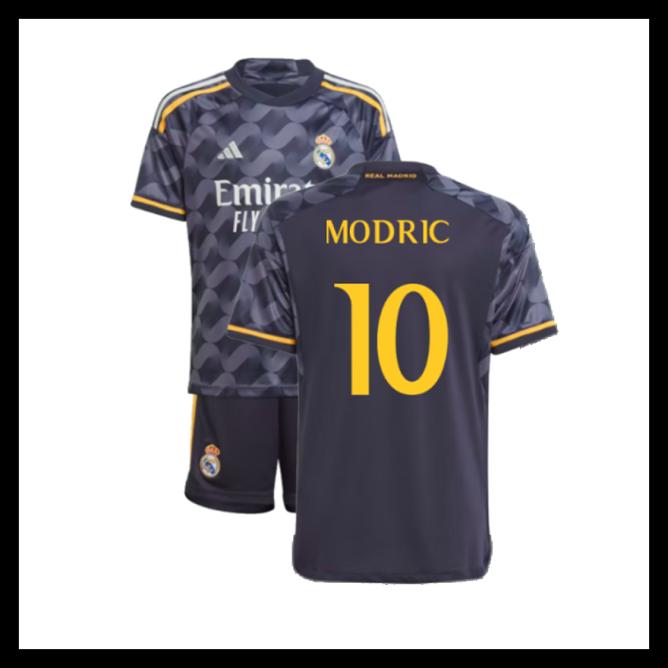 Billige Fodboldtrøjer Real Madrid 2023-2024 Børn MODRIC #10 Udebanetrøje
