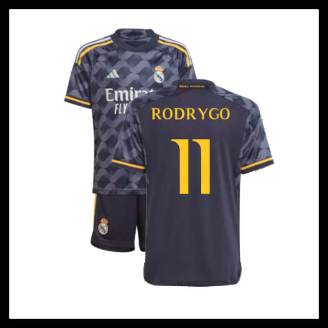 Billige Fodboldtrøjer Real Madrid 2023-2024 Børn RODRYGO #11 Udebanetrøje