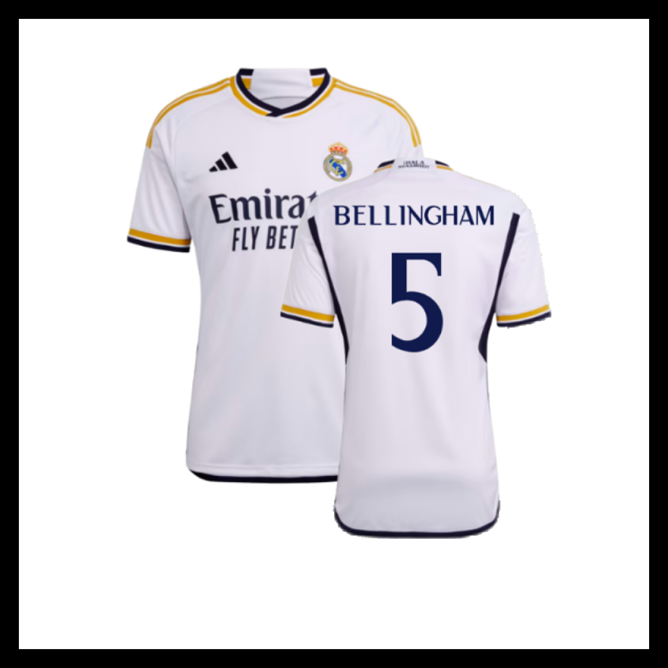Billige Fodboldtrøjer Real Madrid 2023-2024 BELLINGHAM #5 Hjemmebanetrøje