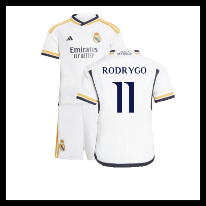 Billige Fodboldtrøjer Real Madrid 2023-2024 Børn RODRYGO #11 Hjemmebanetrøje