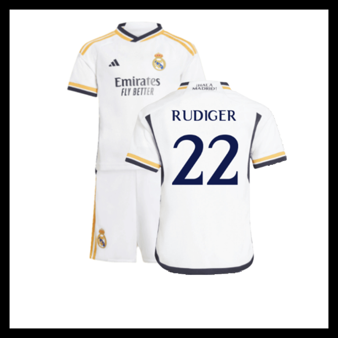 Billige Fodboldtrøjer Real Madrid 2023-2024 Børn RUDIGER #22 Hjemmebanetrøje