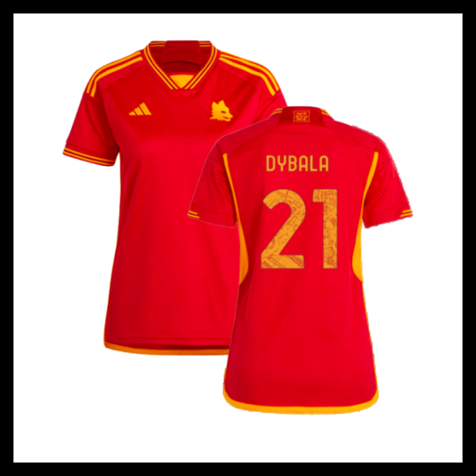 Billige Fodboldtrøjer AS Roma 2023-2024 Dame DYBALA #21 Hjemmebanetrøje