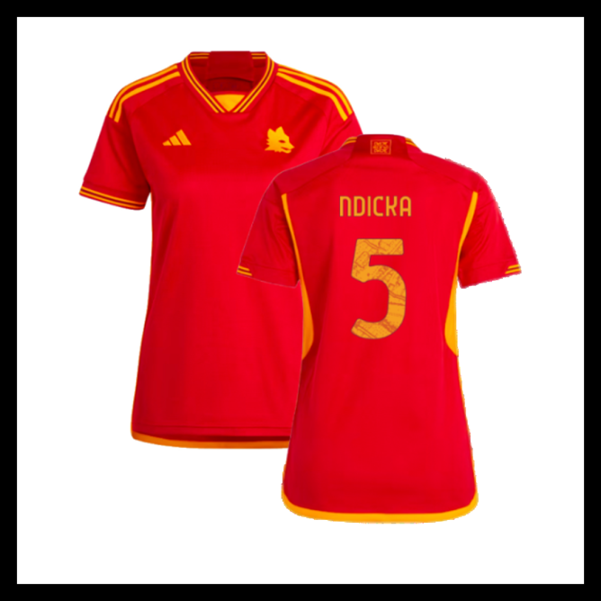 Billige Fodboldtrøjer AS Roma 2023-2024 Dame NDICKA #5 Hjemmebanetrøje