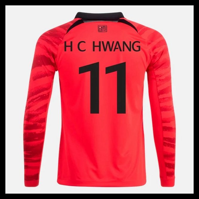 Billige Fodboldtrøjer Sydkorea VM I Fodbold 2022 H C HWANG #11 Lange ærmer Hjemmebanetrøje