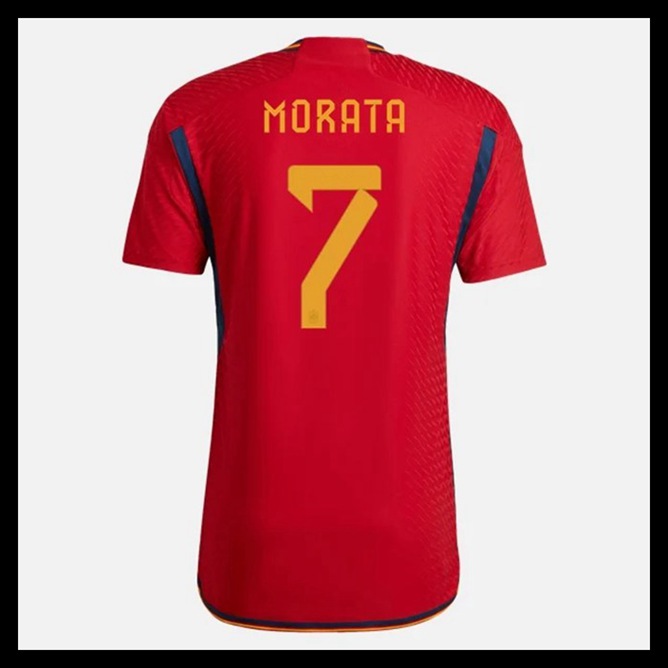 Billige Fodboldtrøjer Spanien VM I Fodbold 2022 MORATA #7 Hjemmebanetrøje